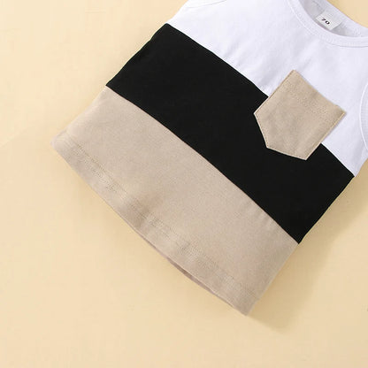 Ensemble d’été bébé garçon 2 pièces – Haut sans manches & short confortable (6 à 36 mois)