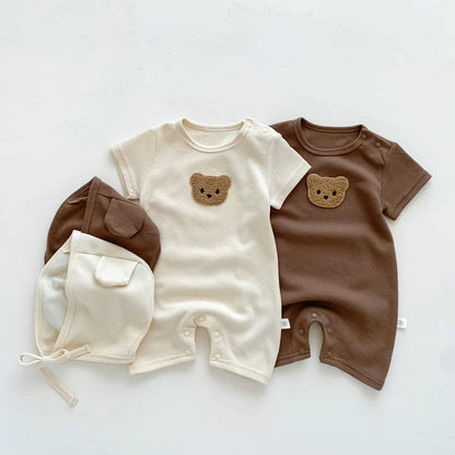 Ensemble Bébé Petit Ourson – Combinaison d’Été Premium en Coton Gaufré