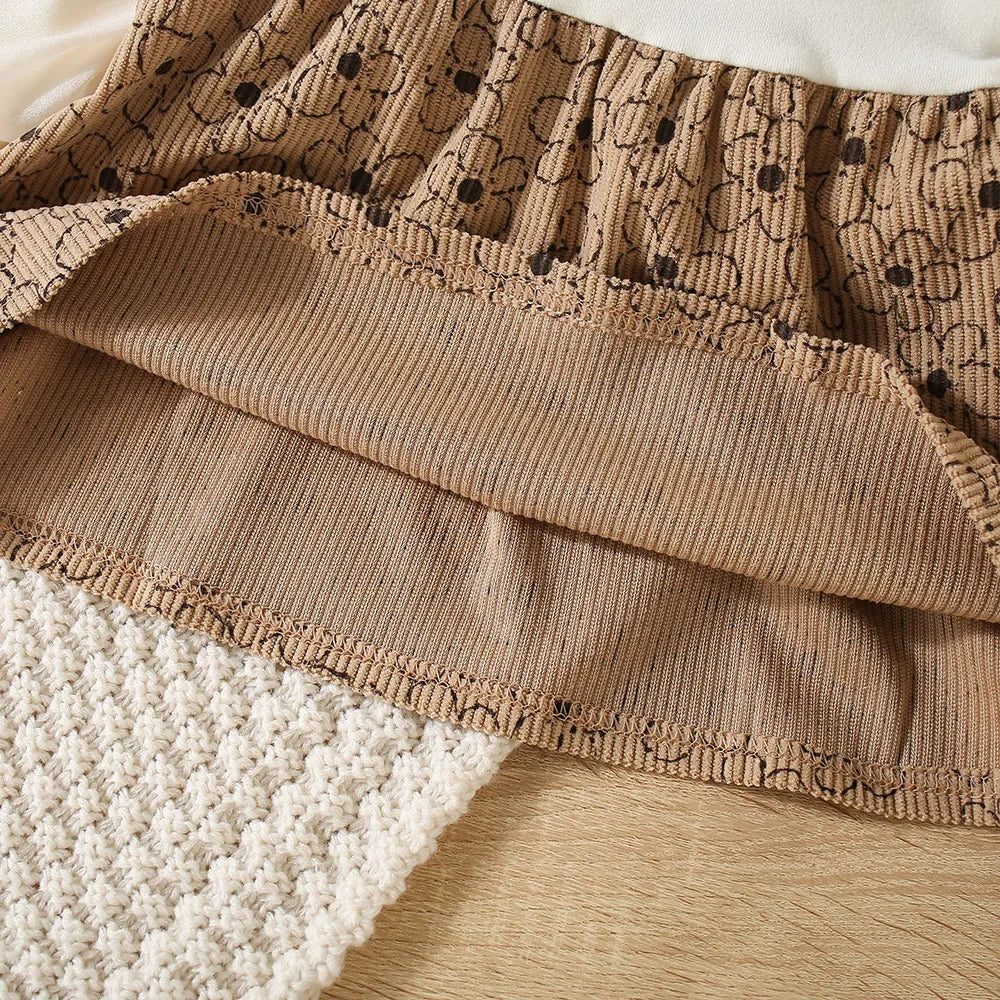 Robe Bébé Fille Élégante à Manches Longues – Dentelle & Broderie Lapin