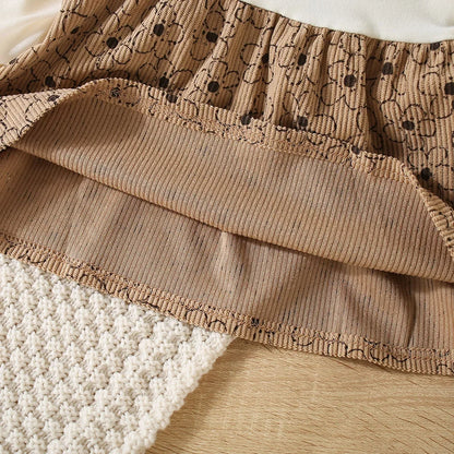 Robe Bébé Fille Élégante à Manches Longues – Dentelle & Broderie Lapin