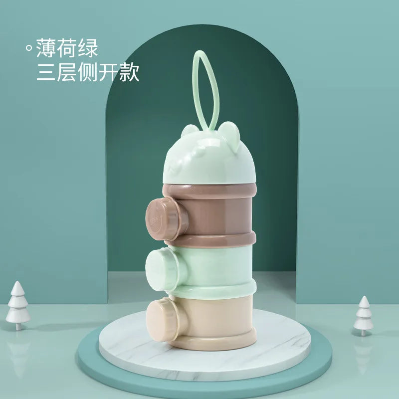 Boîte doseuse portable pour lait en poudre bébé – 3 ou 4 compartiments empilables, pratique pour sorties et voyages