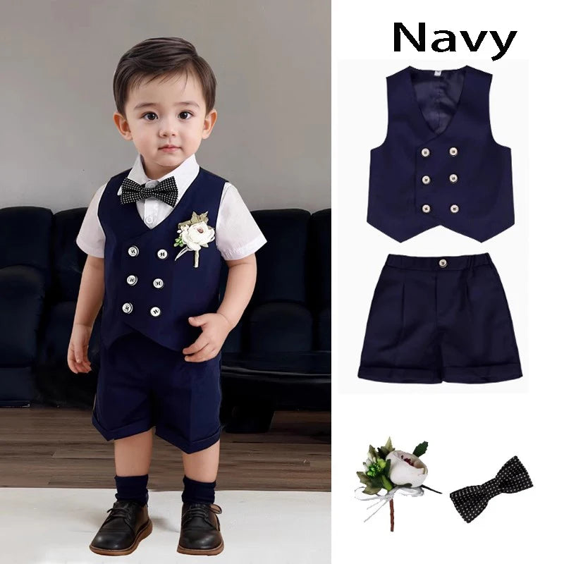 Costume gilet pour enfants printemps été garçons robe de mariée premier anniversaire de bébé garçon Costume de spectacle de piano enfants gilet pantalon