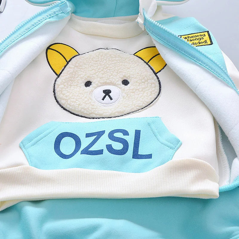 Ensemble Enfant Automne-Hiver – Gilet à Capuche Épais & Tenue Confort