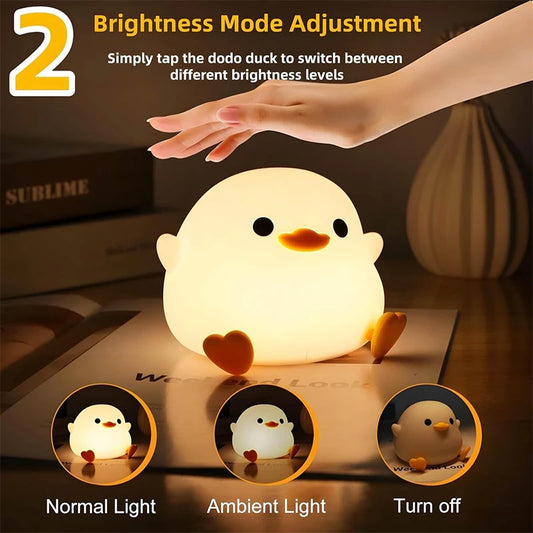 Veilleuse Canard Rechargeable – Lampe Bébé Douce à Intensité Variable