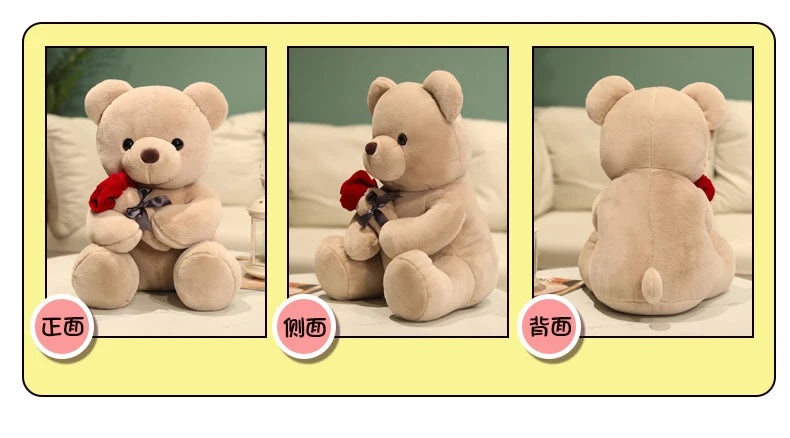 : Ours en Peluche Kawaii avec Roses – Cadeau Saint-Valentin