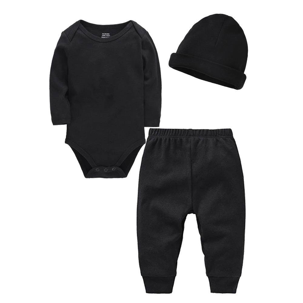 Ensemble Bébé 3 Pièces 100% Coton – Barboteuse, Pantalon & Bonnet | Douceur Essentielle