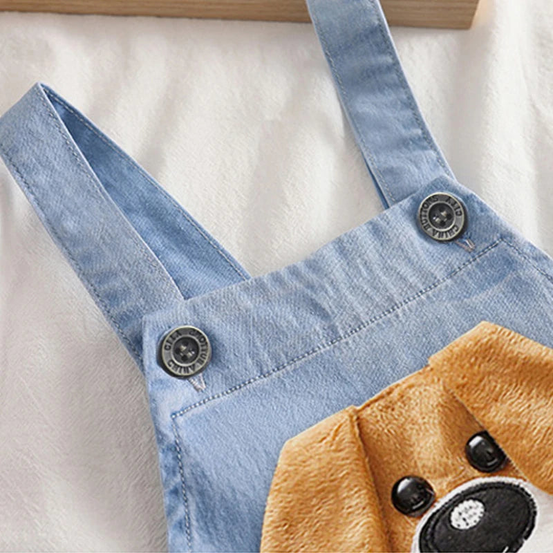 Salopette d’Été Bébé Garçon – Short en Denim avec Ourson