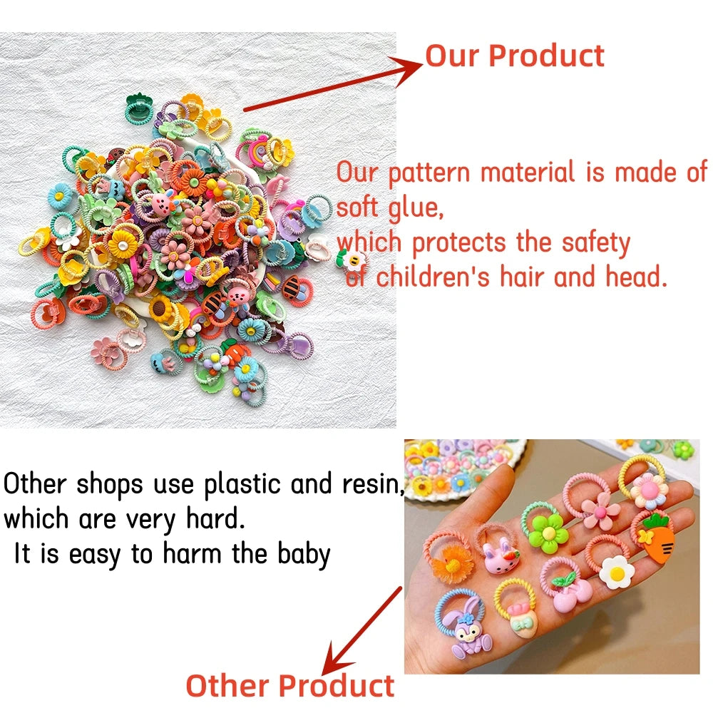 Lot d’Élastiques à Cheveux Enfants – Accessoires Cartoon Colorés