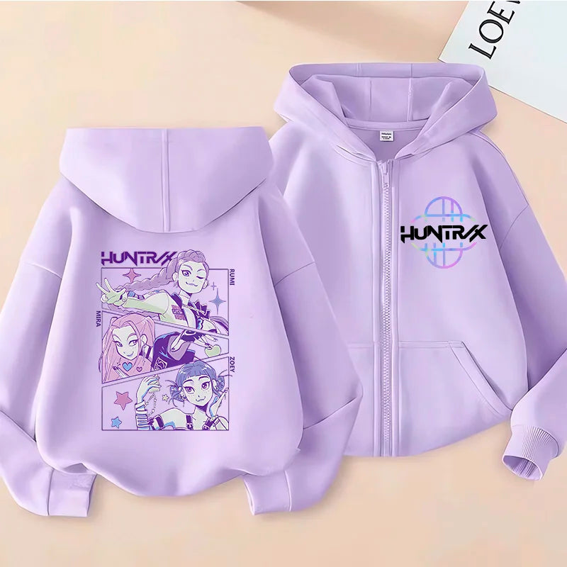Sweat à Capuche Zippé Enfant – Style K-Pop Moderne (7–12 ans)