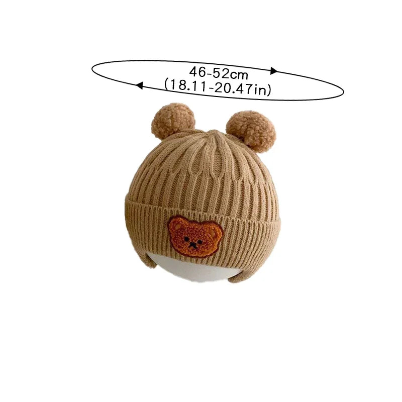 Bonnet d’Hiver Bébé Ourson – Bonnet Chaud Tricoté Unisexe pour Enfant