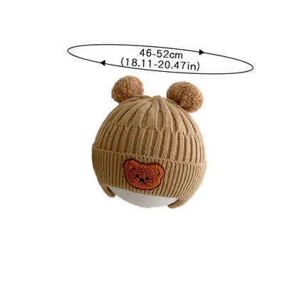 Bonnet d’Hiver Bébé Ourson – Bonnet Chaud Tricoté Unisexe pour Enfant