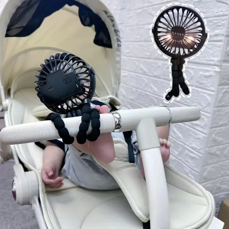 Ventilateur Flexible pour Poussette Bébé Rechargeable USB – Mini Ventilateur Sécurisé pour Poussette et Siège Auto