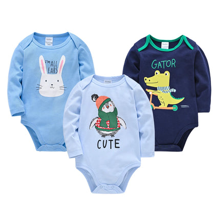 Lot de 3 ou 6 Bodies Bébé Garçon en Coton – Confort Doux & Motifs Adorables (0–12 mois)