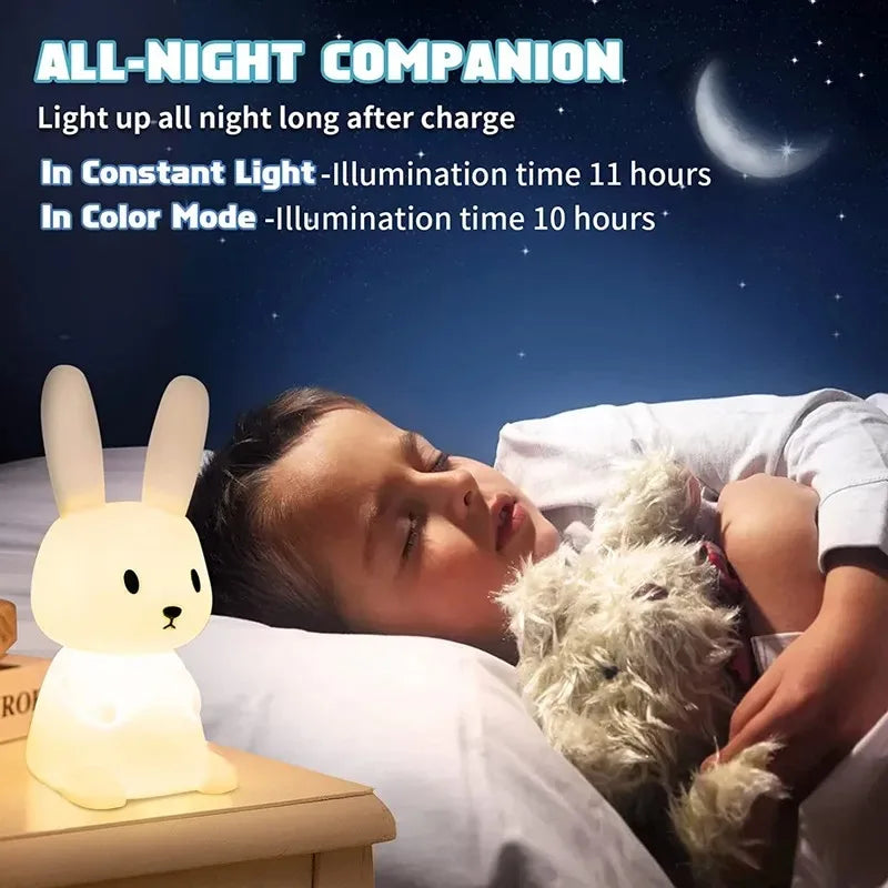 Veilleuse Lapin Premium – Lumière Douce Tactile (Chambre Enfant)