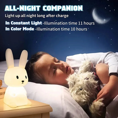 Veilleuse Lapin Premium – Lumière Douce Tactile (Chambre Enfant)
