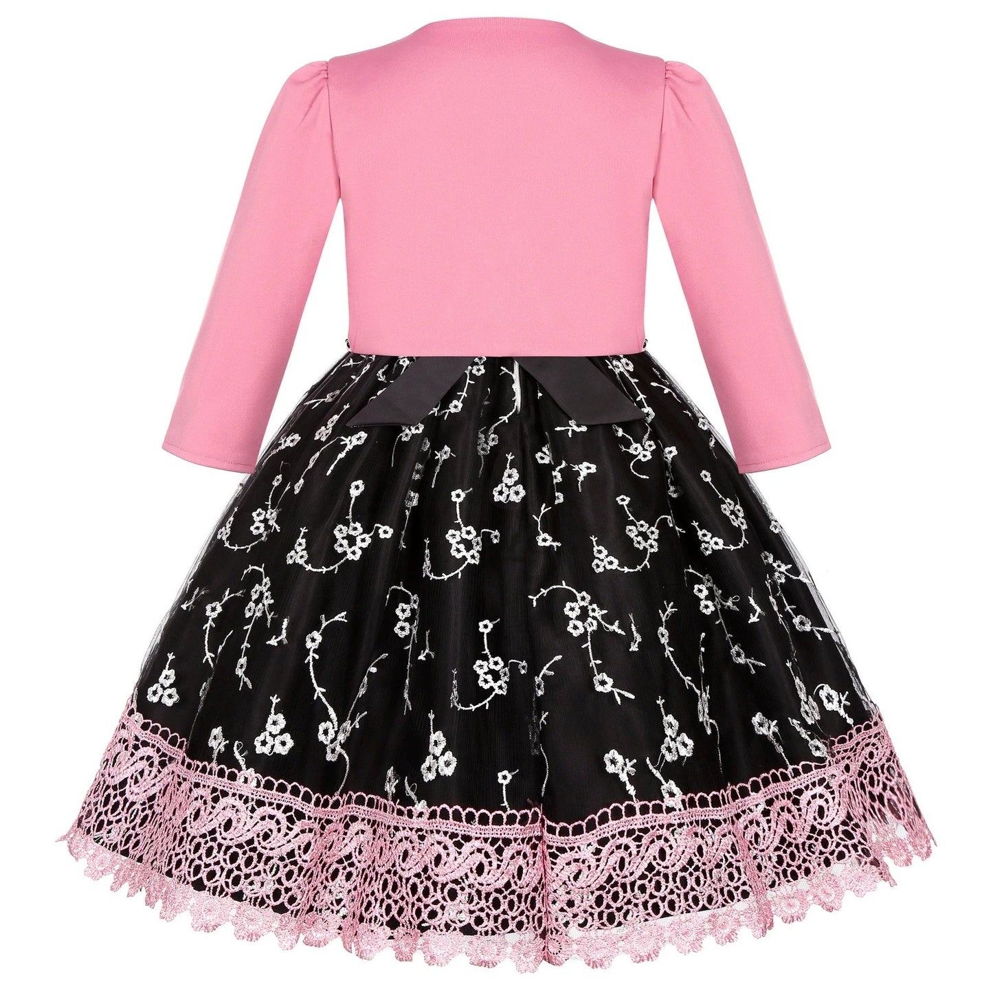 Robe Princesse Fille 2 Pièces (Robe + Veste) – Noir & Rose | Cérémonie, Anniversaire, Piano (5–14 ans)