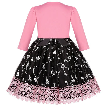 Robe Princesse Fille 2 Pièces (Robe + Veste) – Noir & Rose | Cérémonie, Anniversaire, Piano (5–14 ans)