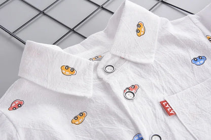 Ensemble Enfant Chic 2 Pièces – Chemise à Col + Pantalon (Unisexe, 4–6 ans)