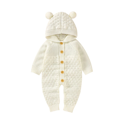 Barboteuse d'oreille 3D à manches longues pour bébés filles, combinaisons de batterie, tenues d'automne, vêtements en coton pour bébés, tenues de printemps, 0-24M
