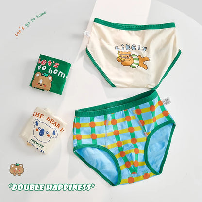 Sous-vêtements mignons pour garçons, culottes pour enfants, slips en pur coton pour garçons, shorts doux, caleçons de dessin animé, sous-vêtements pour garçons, ensemble de 4 pièces