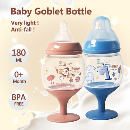 1PC 180ML goblet baby bottle, milk cup, baby drinking water, household cup, direct drinking juice, wine bottle, birthday gift