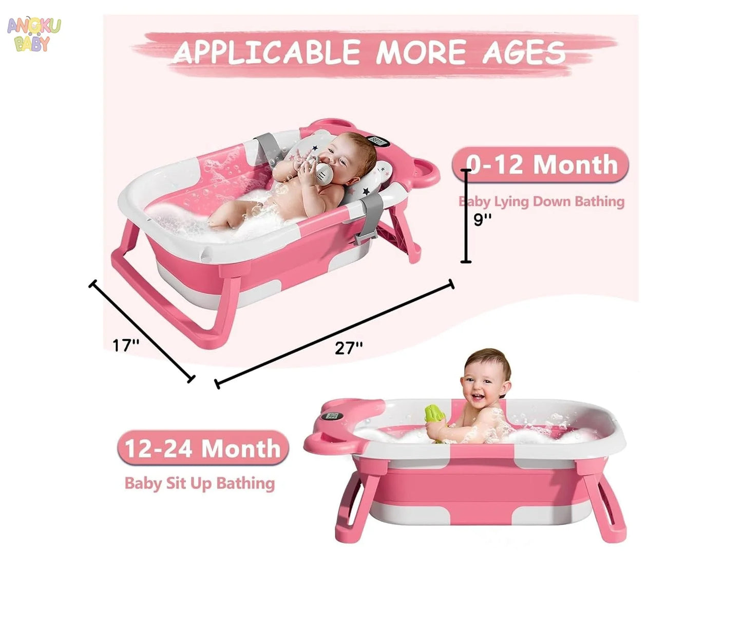 Baignoire Pliable pour Bébé – Baignoire Portable Antidérapante pour Nouveau-né et Tout-petit