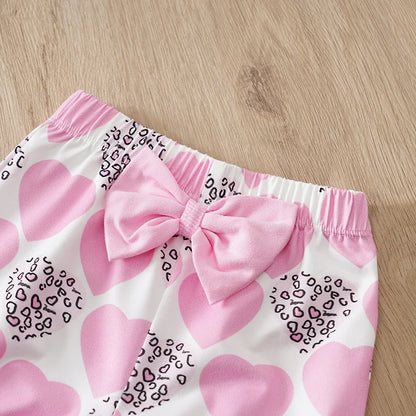 Ensemble bébé 3 pièces manches courtes – Spécial Fête des Mères, rose à cœurs