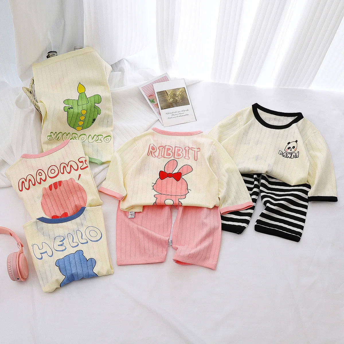 Pyjama enfant manches longues – Motifs cartoon (licorne/animaux) – Doux & confortable