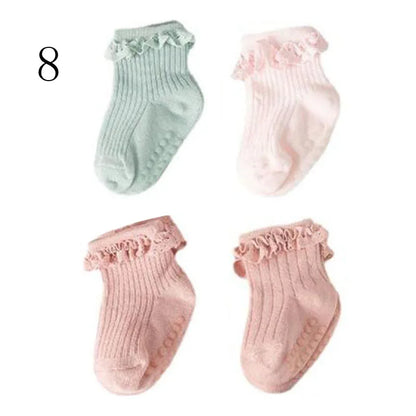 Lot de 4 Chaussettes Bébé Antidérapantes – Douces & Chaudes