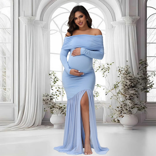 Robe Maternité Longue Élégance Royale – Séance Photo & Baby Shower