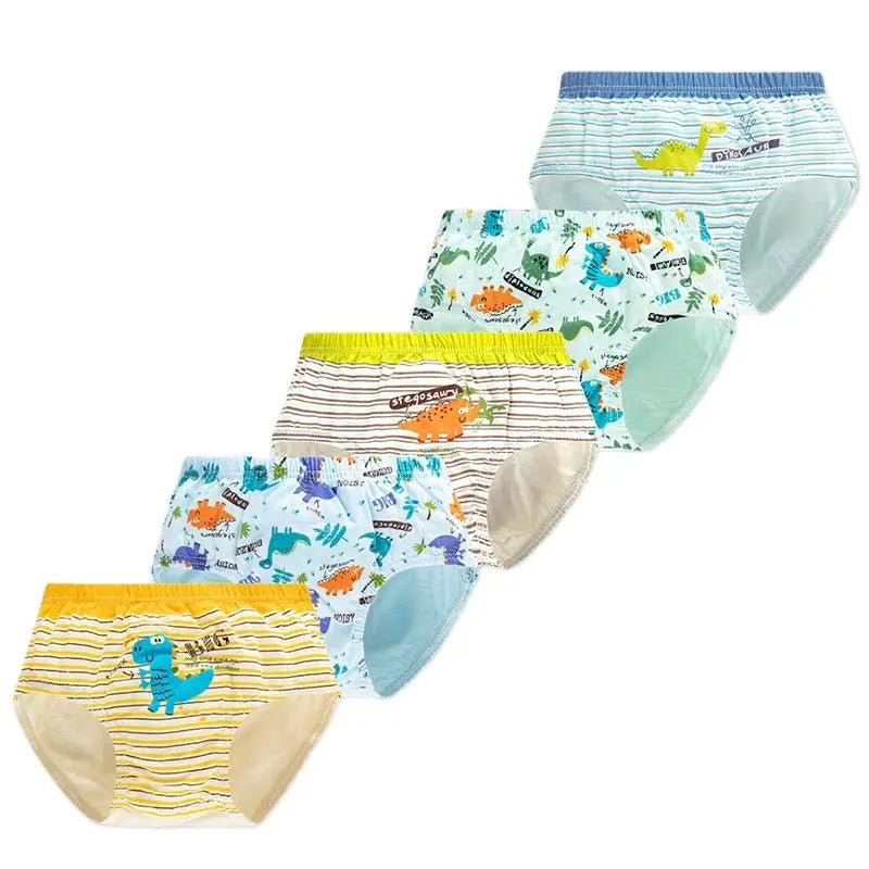 Sous-vêtements triangulaires en coton pour enfants, slips de haute qualité pour garçons, motif dinosaure, culottes douces et respirantes, 5/10 pièces