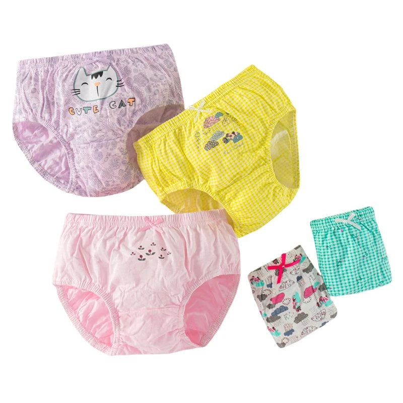 Lot de Sous-Vêtements Fille 100% Coton – Motifs Chats Mignons & Confort Doux