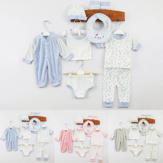 Ensemble naissance bébé 8 pièces – Coffret complet nouveau-né garçon & fille (vêtements + accessoires)