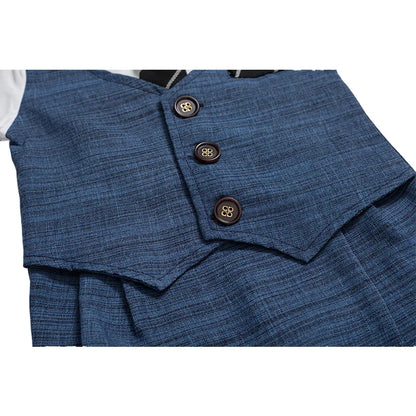 Ensemble Bébé Garçon “Petit Gentleman” – Barboteuse Habillée + Casquette | 0–12 Mois