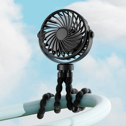 Ventilateur Octopus Flexible pour Poussette Bébé – Mini Ventilateur USB Rechargeable avec Veilleuse