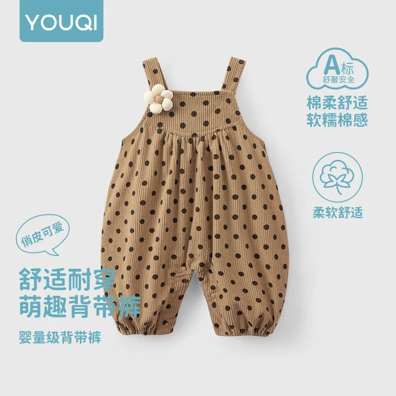 Salopette Bébé Unisexe à Pois – Style Vintage (1–3 ans)