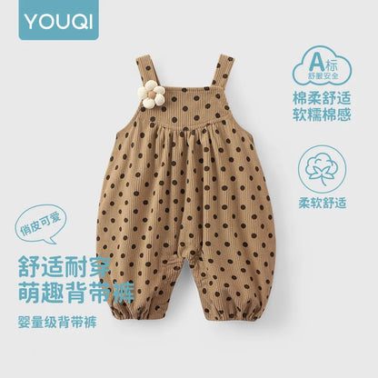 Salopette Bébé Unisexe à Pois – Style Vintage (1–3 ans)