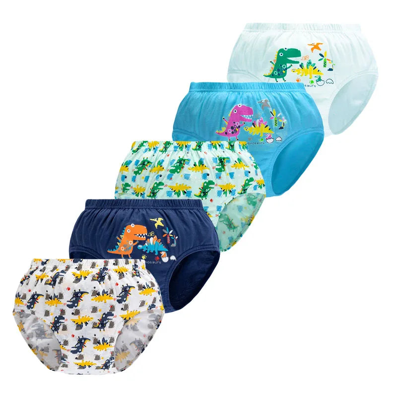 Sous-vêtements triangulaires en coton pour enfants, slips de haute qualité pour garçons, motif dinosaure, culottes douces et respirantes, 5/10 pièces