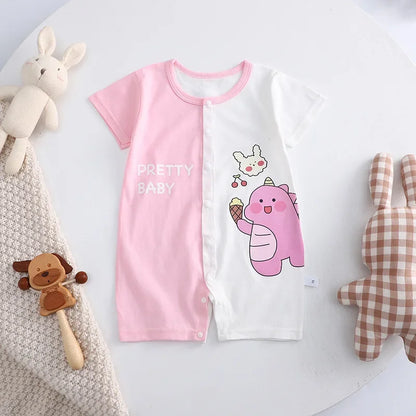 Vêtements pour nouveau-né garçon et fille, body en coton, barboteuse d'été à manches courtes, vêtements de nuit pour nourrissons et tout-petits
