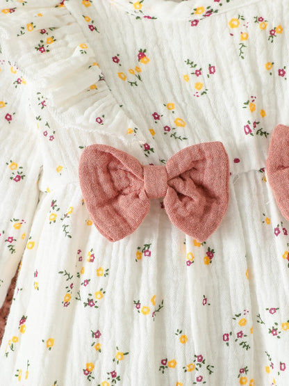 Combinaison Bébé Fille en Coton avec Nœud – Douce & Élégante