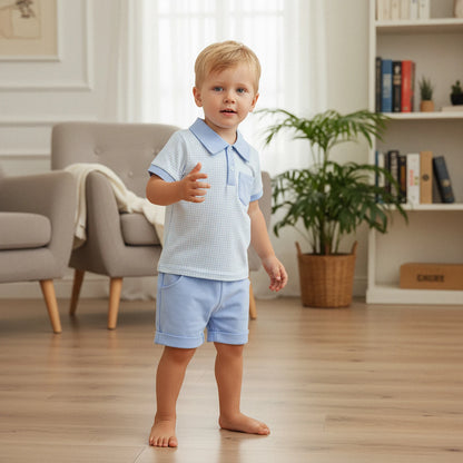 Ensemble bébé garçon élégant 2 pièces – Chemise à carreaux & short assorti (6 à 36 mois)