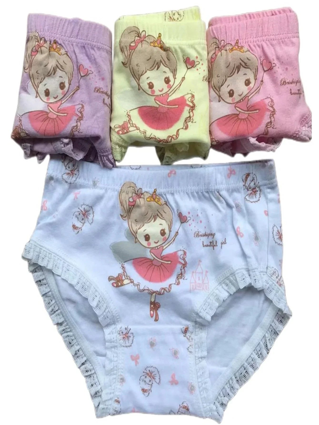 Lot de 4 Culottes Fille en Coton Doux – Confort Petit Trésor
