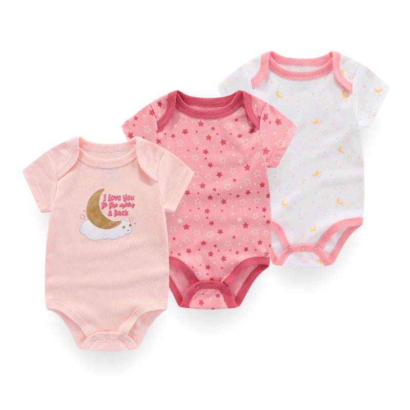 Ensemble 3 bodys bébé unisexe en coton – Confort doux pour nouveau-né