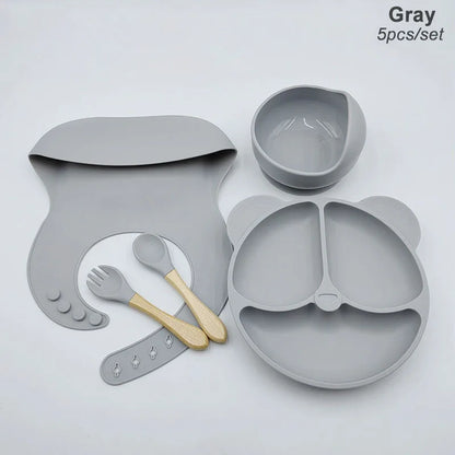 Vaisselle en silicone alimentaire pour bébé – Ensemble repas 8 pièces sans BPA, antidérapant et sécurisé