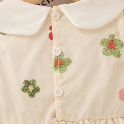 Robe Bébé Fille Fleurie d’Été + Petit Sac Offert (1–2 ans) – Coton/Polyester