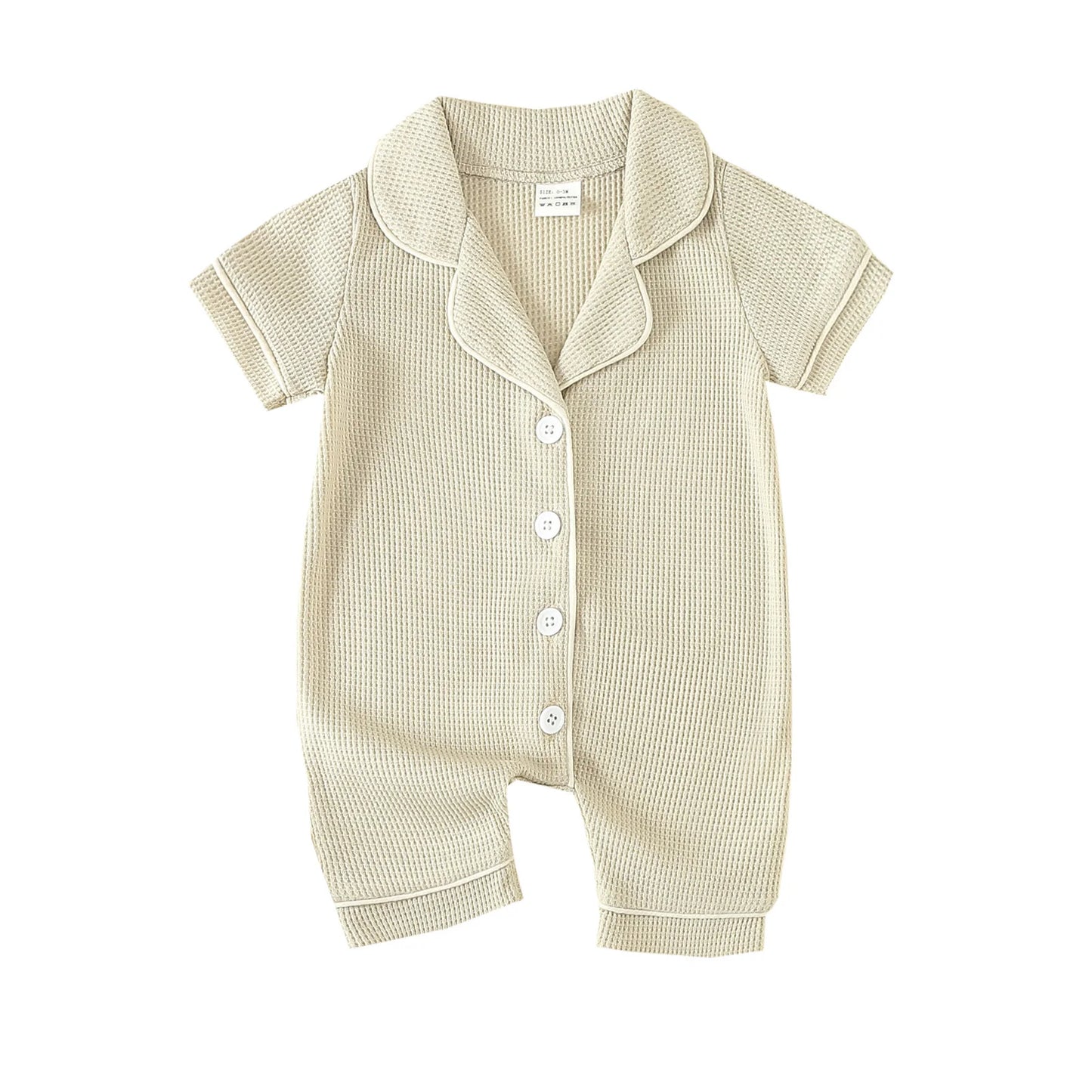 Barboteuse bébé unisexe à manches courtes – Pyjama confortable (0–24 mois)