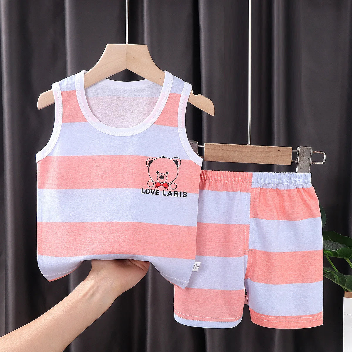 Ensemble d’été 2 pièces pour enfants – Débardeur et short en coton respirant, style décontracté unisexe