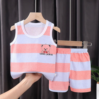 Ensemble d’été 2 pièces pour enfants – Débardeur et short en coton respirant, style décontracté unisexe
