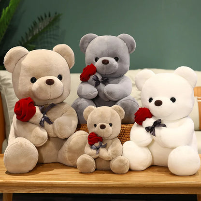 : Ours en Peluche Kawaii avec Roses – Cadeau Saint-Valentin