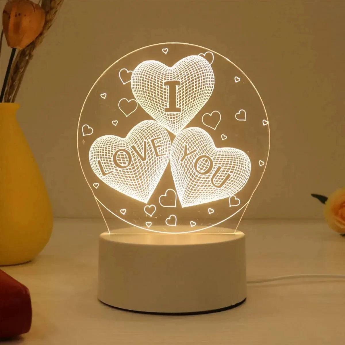 Veilleuse LED Acrylique 3D – Lampe de Chevet Décorative (Cadeau & Ambiance)
